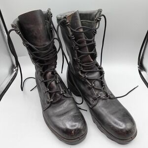 Vintage Military Combat Jump Boots Mens 4.5 Black Leather PJ 7-86 80s Tactical